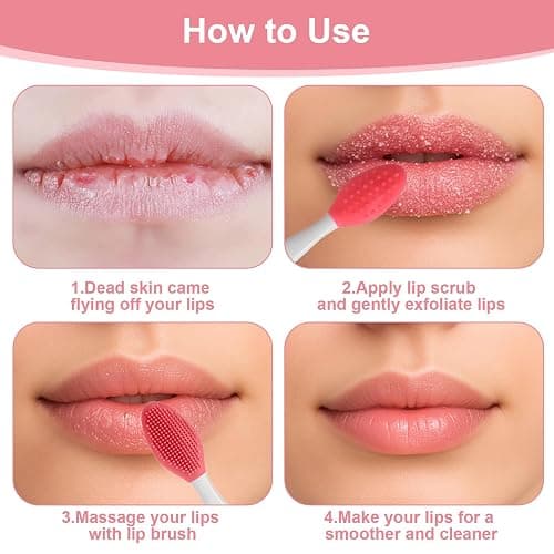 XLIUAX 10 Pcs Lip Scrub Brush, 3-in-1 Silicone Lip Brush Dual-ended Lips Scrubber Exfoliator Mask Applicator Facial Cleansing Brushes for Dark Lips Makeup Skincare Removal thumbnail 4
