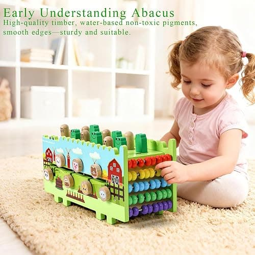 Bsrvtoyer Wooden Baby Activity Cube Montessori Toys for 12+ Months Boys Girls | Hammering Pounding Toys with Abacus, Educational Toddler Activities Toys with Xylophone (Crocodile) thumbnail 2