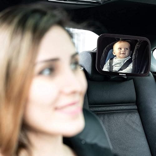 RAVIAN Espejo de coche para bebé para asiento trasero - Espejo de asiento más seguro con vista cristalina, a prueba de roturas, ajustable (paquete de 1) thumbnail 7