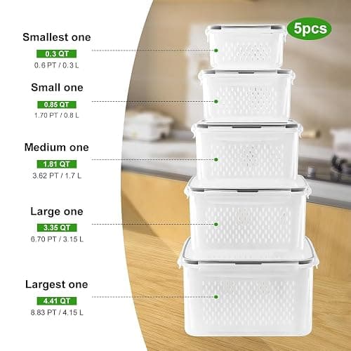 Ella - 5 PCS Large Fruit Containers for Fridge thumbnail 3