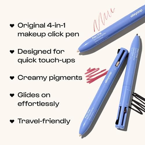 Alleyoop Pen Pal 4-in-1 Makeup Pen – Comes with Eyeliner, Lip Liner, Highlighter Makeup & Eyebrow Pencils for Women – Portable, Touch-Up On the Go – Cruelty-Free, Vegan (In A Rouge (Light) thumbnail 2