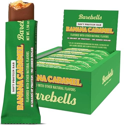 Barebells Soft Protein Bars Banana Caramel - 12 Bars (1 pack of 12) - Protein Snacks with 16g of High Protein - Fluffy Chocolate Treat with 2g of Total Sugars - Soft Protein Snack & Breakfast Bars - Image 1