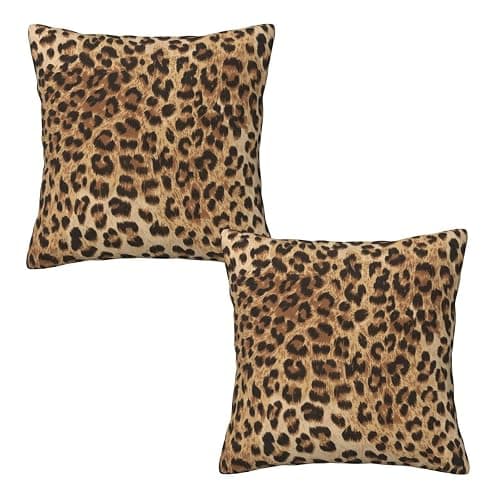 Leopard Print Pillow Covers 18x18 in Couch Cheetah Print Pillow Case Sets of 2 Modern Decorative Square Throw Pillows for Home Living Room Bedroom Bed Cushion Outdoor thumbnail 8