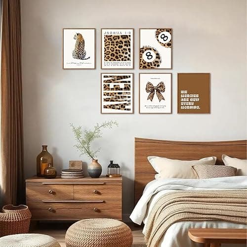 SQKMYSU Cheetah Poster Set of 6, Trendy Leopard Lucky 8 Ball Wall Art, Inspirational Bible Wall Decor Girly Preppy Canvas Painting Prints for Bedroom Living Room Dorm 8x10 inch Unframed thumbnail 2