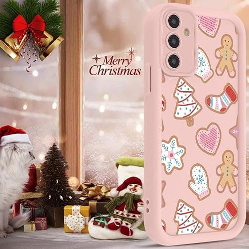 Christmas Phone Case for Samsung Galaxy A16 5G 6.7", Cute Christmas Tree Gingerbread Man Snowflake Pattern Gifts Case, Aesthetic Protective Shockproof Cover for Women Girls Men -Pink Snowflakes thumbnail 5
