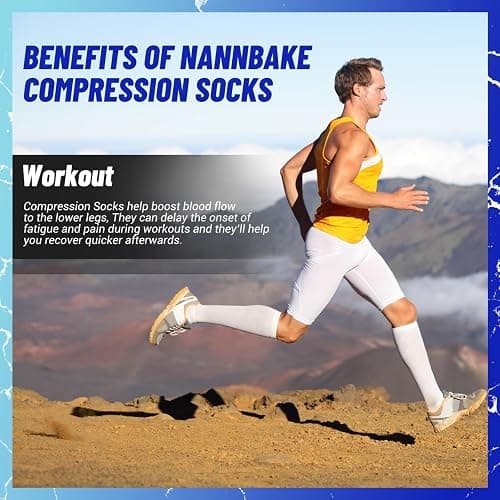 NANNBAKE 3 Pairs Compression Socks for Women & Men 15-20 mmHg,Best Support for Cycling Athletic Hiking Running thumbnail 2