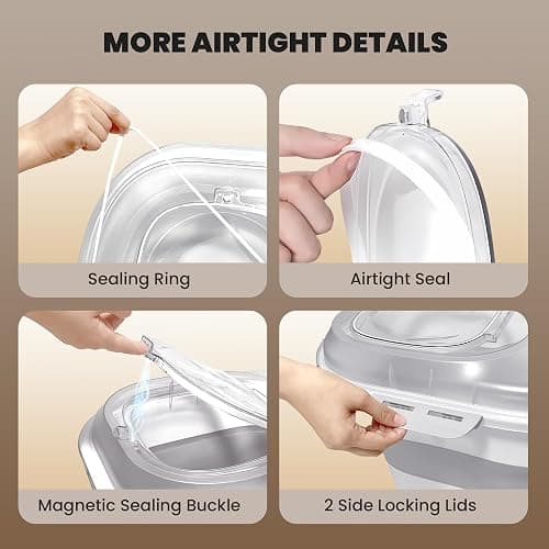 DDMOMMY 32-35 Lbs Dog Food Storage Container,Collapsible Dog Food Container with Transparent Airtight Lid,Wheels,Date Track,Pet Food Storage Container for Rice,Flour,Sugar,Scoop And 2PCS Containers thumbnail 3