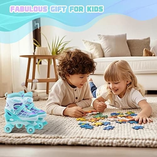 Roller Skates for Kids, Adjustable Quad Skates for Youth Teen Ages 5-8 8-12 12-14 with Light Up Wheels, Children Beginners Rollerskates for Indoor Outdoor Spots thumbnail 7