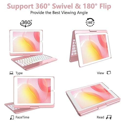 MMK Keyboard Case Compatible for 9.7 Inch 2018 6th Gen, Detachable Wireless Bluetooth Keyboard Compatible with 2017 (5th Gen)- Air 2/ Air Case, Magnetic Auto Sleep/Wake (Rose Gold) thumbnail 6