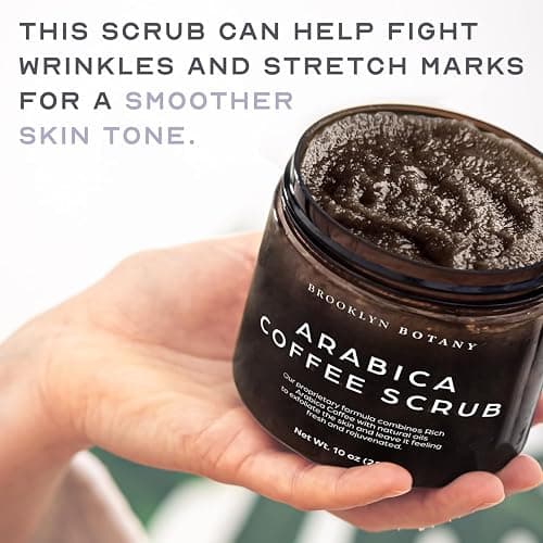 Brooklyn Botany Arabica Coffee Body Scrub - Moisturizing and Exfoliating for Body, Face, Hand, Foot - Fights Stretch Marks, Fine Lines, Wrinkles - Great Gifts for Women & Men - 10 oz thumbnail 6