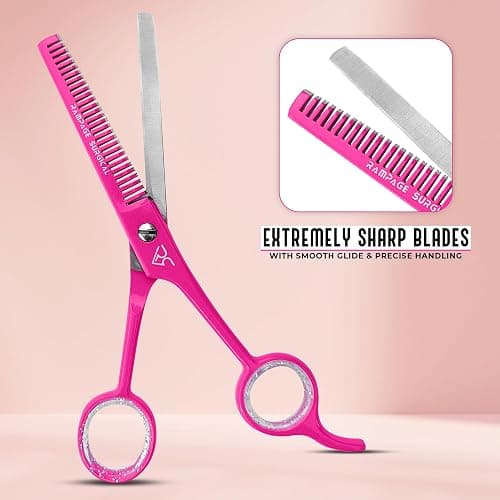 Professional Hairdresser Thinning Scissors 6.5'' - Pink Hair Cutting Thinning Shears, Japanese Stainless Steel Barber Thinning Scissor for Men & Women (Thinning Scissors, Japanese, B-5) thumbnail 4