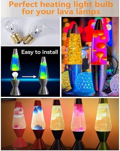 Lava Lamp Bulbs,25 Watt Original Replacement Bulbs for 14.5-Inch/20-Ounce Lava Lamp, High Temp Resistance, High-Output Heat S11 Bulb /120 Volt,Dimmable - Warm White-6 Pack thumbnail 7