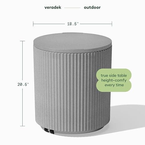 Veradek 21in Outdoor Cooler Side Table, Modern, Stone-Plastic Composite, Gray, Weather Resistant, Made in Canada thumbnail 2
