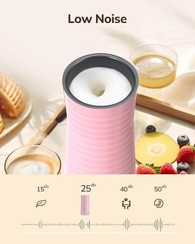 Espumador de Leche Eléctrico​4 en 1, Morpilot ​​Calentador de Leche​​ para Espuma Fría/Caliente, Ideal para Cappuccino, Latte y Leche Caliente, 240ml, Rosa thumbnail 6