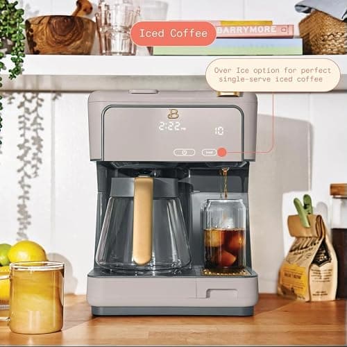 Beautiful Multi-Brew Coffee Maker – 12-Cup Carafe & Single-Serve Pod or Grounds, Iced Coffee Mode, Programmable Touch Display, Includes Filters (Porcini Taupe) thumbnail 6