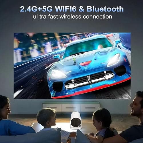 Videoprojecteur Mini Projecteur FHD 4K Portable Projecteur Video WiFi 6 BT5.2 Correction Trapèze Rotation 180° Rotation Compatible TÉLÉPhone/PC/HDMI/USB/PS5 [App intégrée] thumbnail 6