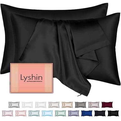 Mulberry Silk Pillow Cases 2 Pack Standard Size 20x26 Inches with Hidden Zipper, Ultra Smooth and Soft Breathable Cooling Silk Satin Pillowcase Set of 2, Better for Hair and Skin, Gifts for Women Men - Image 1