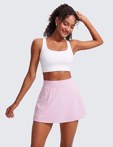 CRZ YOGA Butterluxe Womens U Back Sports Bra - Scoop Neck Padded Low Impact Yoga Clothes Workout Crop Top with Built in Pads - Large - White thumbnail 3