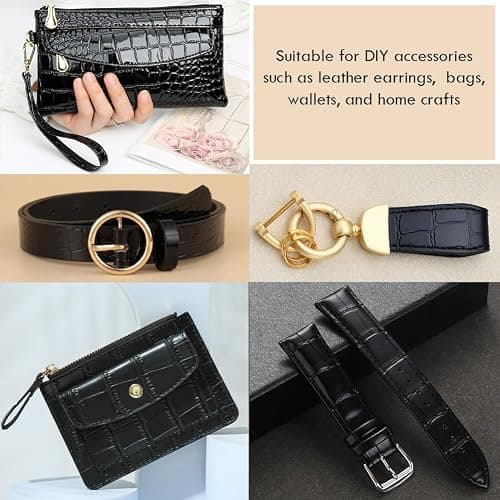 CRASPIRE 53"x12" Crocodile Leather Fabric Faux PU for Embossed Making Sewing Skin Grain Sheets Fabric Material DIY Upholstery Crafts Handbags Furniture Car Wrapping Leather Earrings Shoes Belt Black thumbnail 5