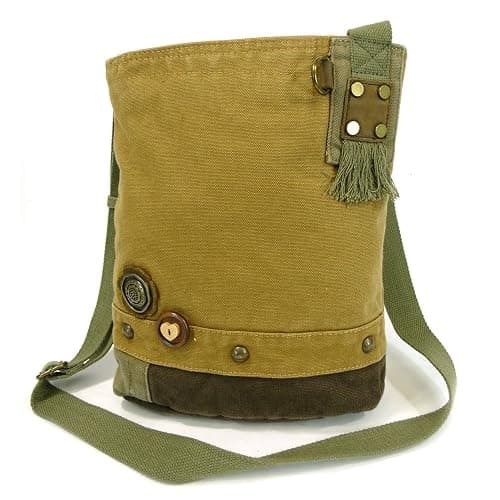 Canvas Patchwork Cross-body BROWN Messenger Bag (Metal Dragonfly +Teal Flowers) thumbnail 4
