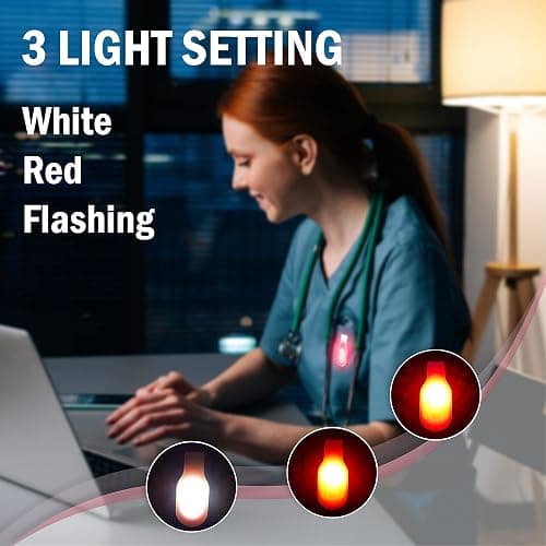 First Lifesaver LED Wearable Lights for Nurses with Hands-Free Magnetic Clip for Clothing and Scrubs, Soft White, Color, or Flashing Color Lighting, Strong Magnetic Grip (Red) thumbnail 5