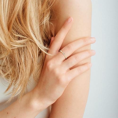 Santuzza 10K Solid Gold Genuine Diamond Dainty Twisted Stacking Ring for Women thumbnail 4