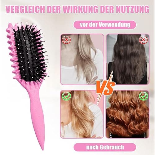 Curl Hair Brush, Lockenbürste, Curl Define Styling Brush, Curl Define Stylingbürste, Haarbürste zum Entwirren für Frauen (Rosa) - Rosa thumbnail 5