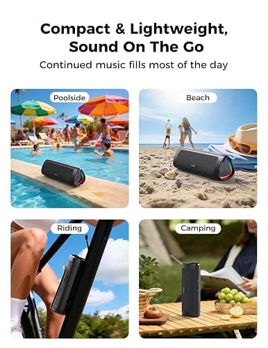 Bluetooth Speaker, 20W HD Sound, Portable Wireless, IPX5 Waterproof, Up to 24H Playtime, TWS, for Home/Party/Outdoor/Camping/Beach Essentials, Birthday Gift for Fathers Day Men Dad Husband (Black) thumbnail 7
