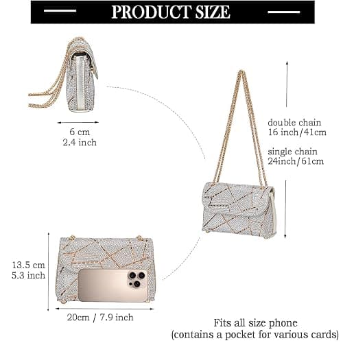 BBTT.ful Shoulder Bags Crossbody Bag Purses Handbags Crystals Rhinestone Evening Bag for Women Clutch Purse with Chain thumbnail 6