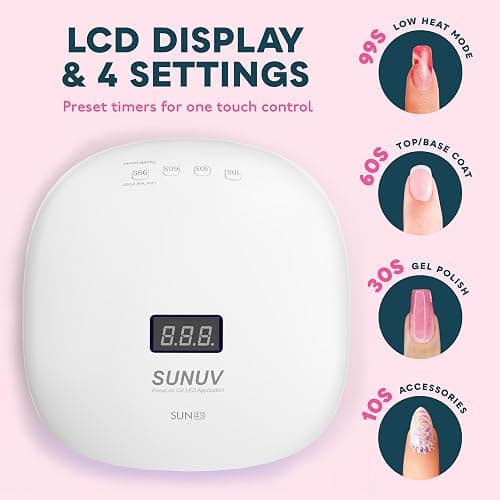 SUNUV LED UV Nail Light, UV Lamp for Gel Nails Polish with 4 Timer Settings, LCD Display Removable Base, SUN4S Pink thumbnail 3