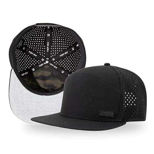 UVCoolix™ Cooling Sweatband Flat Bill Golf Baseball Cap,Breathable Sun Protection,Water-Resistant Snapback Performance Hat - Image 1
