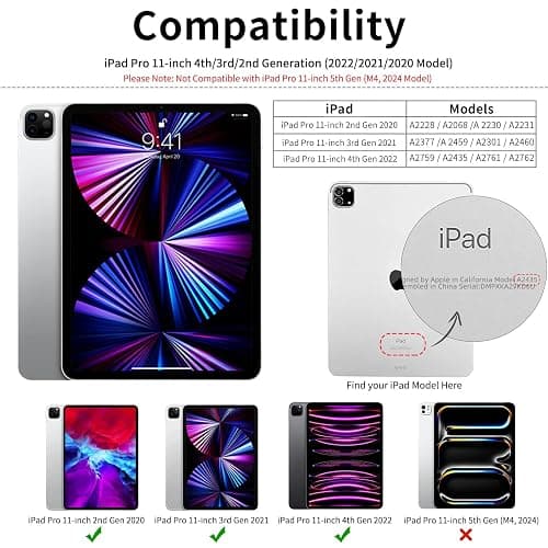 kenke Case for iPad Pro 11 Inch 4th/3rd/2nd Generation (2022/2021/2020) with Pencil Holder, Slim Trifold Smart Cover with Soft TPU Back, Support 2nd Gen Pencil Charging, Auto Sleep/Wake, Pink thumbnail 2
