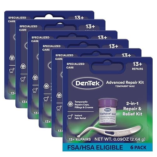 DenTek Temparin Max Dental Repair Kit, for Pain Relief & Temporary Repair, Pack of 6 Kits, 13+ Repairs per Kit - Image 1