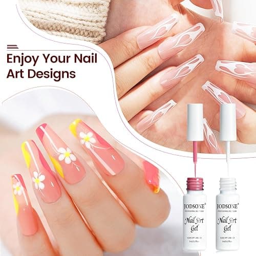 JODSONE 10pcs Nail Art Gel Liner Set,3D Nail Art Pens Effect for Fine Lines,Thin Brush Detail Polish,DIY Painted Nails at Home Salon,Liner Gel Nail Polish Valentine's Gift for Girls & Women thumbnail 4