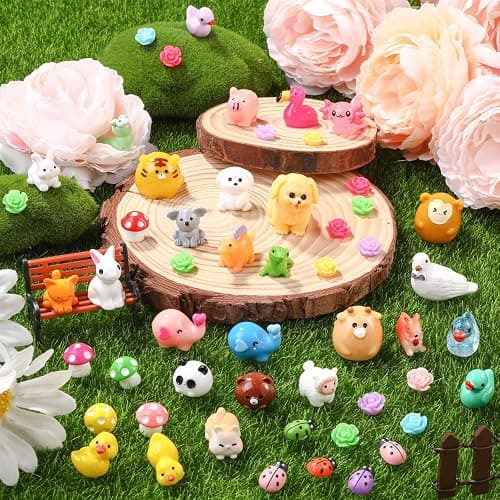 DULEFUN 150pcs Mini Resin Animals, Colorful Tiny Small Little Glitter Ducks Mushroom Figures to Hide Miniature Figurines for Dollhouse Micro Landscape Aquarium Decorations DIY Crafts thumbnail 6