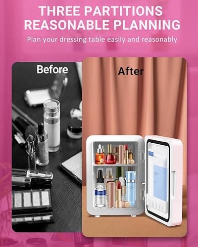 NISHCON 4-Liter Pink Portable Mini Fridge for Skincare Beauty Cosmetic Makeup With Mirrored Door and Dimmable LED Light thumbnail 8