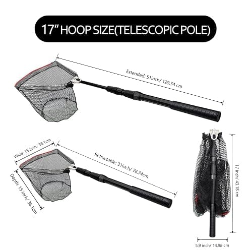SAN LIKE Fishing Net Telescopic Landing Nets Folding Rubber Fish Net Rubber Coated Landing Net with Adjustable Sturdy Pole Handle for Saltwater Freshwater Bass Trout Fishing Easy Catch & Release thumbnail 2