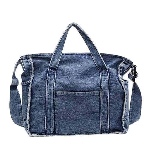 Extolove Denim Tote Bags for Women Jean Purse Casual Denim Handbag Large Capacity Crossbody Shoulder Bag - Image 1