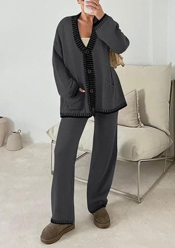 PRETTYGARDEN Lounge Sets for Women Fall 2025 Loungewear 2 Piece Outfits Cardigan Sweaters Track Suit Matching Winter Clothing thumbnail 4