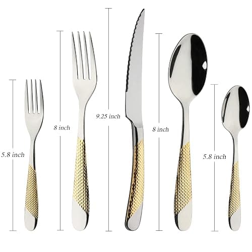 40-Piece Gold Silverware Set Stainless Steel Flatware Set Service for 8 Kitchen Cutlery Utensils Includes Knives Spoons Forks For Home Kitchen Hotel thumbnail 3