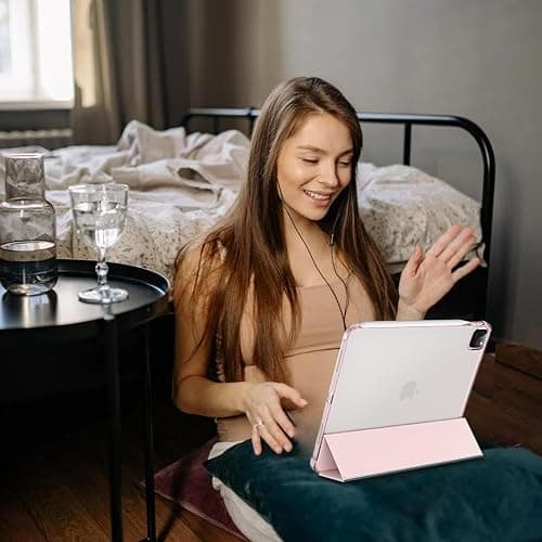 Kenke New iPad Pro 11 Inch Case 4th/3rd/2nd/1st Generation 2022/2021/2020/2018 with Built-in Left Side Pencil Holder, Hard Frosted Back Cover & Colored Edge (Pink) thumbnail 9