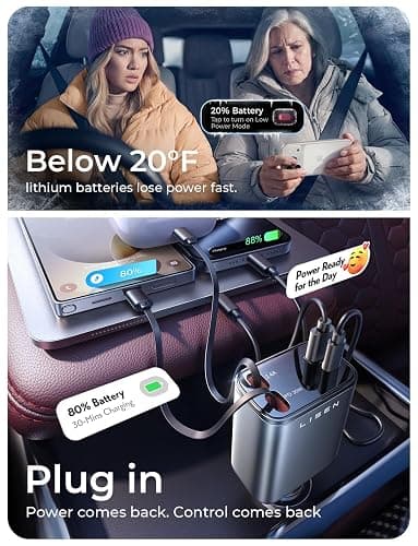 LISEN Retractable Car Charger, for Valentines Day Gifts for Him Her, 69W Cars Adapter USB C Fast Charger for iPhone 17 15 11, Car Accessories Gadgets for Men, Anniversary Birthday Gifts for Men Women thumbnail 5