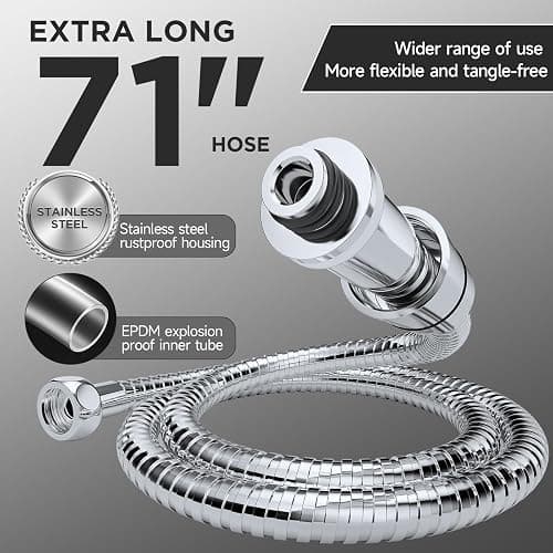 Veken High Pressure Rain Shower Head Combo with Extension Arm- Wide Showerhead with 6 Handheld Water Spray - Adjustable Dual Shower with Anti-Clog Nozzles - Silver Chrome - Chrome thumbnail 5