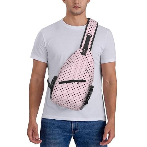 Polkadots Pink Pattern Print Sling Bag for Men Women, Crossbody Bags Chest Bag Daypack Sling Backpack for Travel Hiking thumbnail 3