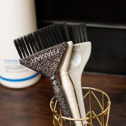 FRAMAR Hair Dye Brush Set – Hair Colour Brush For Hair Bleach Kit, Hair Tint Brush For Hair Lightener, Highlights Hair Dye Kit, Tinting Brush For Root Touch Up, Hair Highlighting Kit – 3 Pack Glitter thumbnail 7