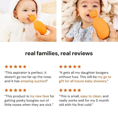 oogiebear Baby Nose Aspirator & Ear Syringe, Manual Strong-Suction, Orange | Snot Buster™ Baby Nasal Aspirator, for Newborns, Infants & Toddlers, Gentle Mucus Remover, Easy-Clean, BPA-Free thumbnail 9