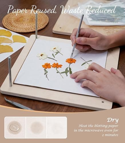 Wakhow Flower Press Kit – 11" x 11" Large Wooden Flower Presser for Adults & Teens | DIY Bouquet Preservation & Dried Flower Art | Ideal Gift for Nature & Craft Lovers thumbnail 5