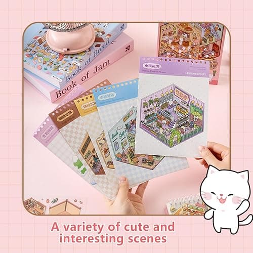 deegbbyi 20 Sets 3D Autocollants de Scène, DIY Amusants House Sticker avec 2Pcs Pince, Stickers 3D, Stickers Scene Miniature, Convient aux Adultes et Enfants pour Soulager Stress et Passer le Temps thumbnail 7
