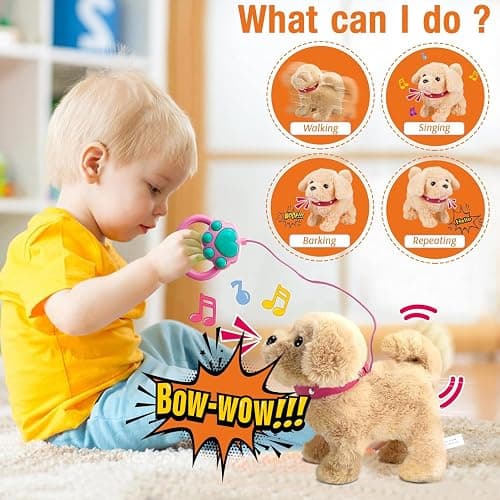 Koonie Talking Plush Golden Retriever Toy Repeats What You Say, Barks and Walks - Electronic Interactive Stuffed Puppy for Kids thumbnail 3