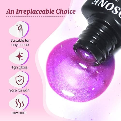JODSONE 20 Glitter Color Gel Nail Polish Kit 3 Bottles of No Wipe Base Coat Glossy and Matte Top Coat Gel Polish Set High Shine Gorgeous thumbnail 5